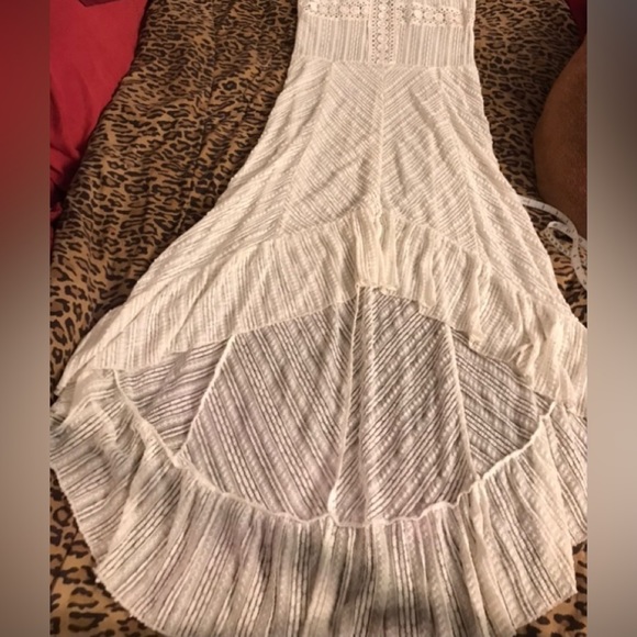 Solitare Swim size medium semi sheer Ivory lace cover up high low dress NWT - Picture 3 of 16